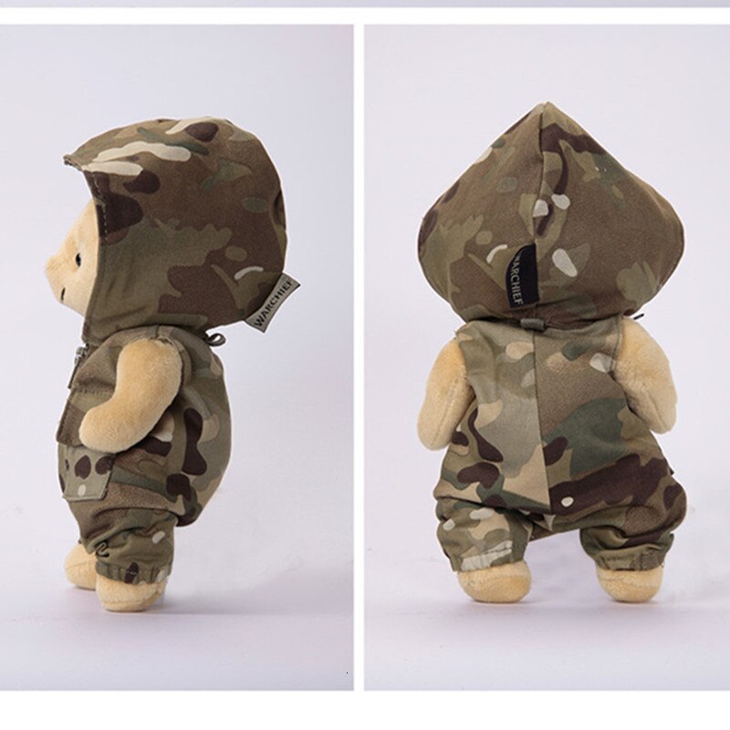 Oso de peluche con ropa de camuflaje desmontable