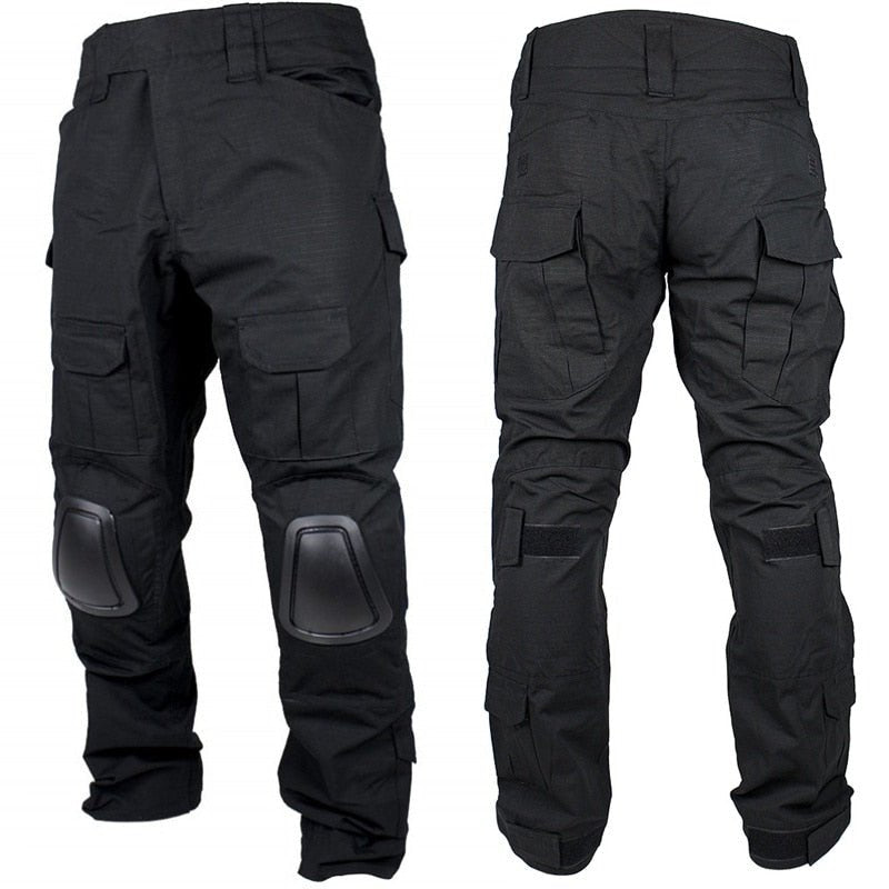 Pantalon militaire avec genouillères BDU YOS noir