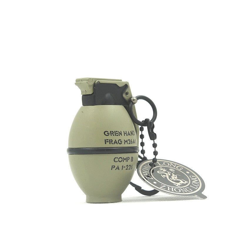 Porte-clé briquet grenade flamme bleue